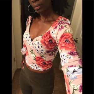 Cropped floral blouse